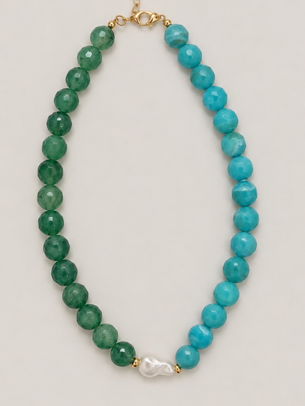 New! Blue Green Mixed Beaded Pearl Dopamine Necklace NWOT 5062